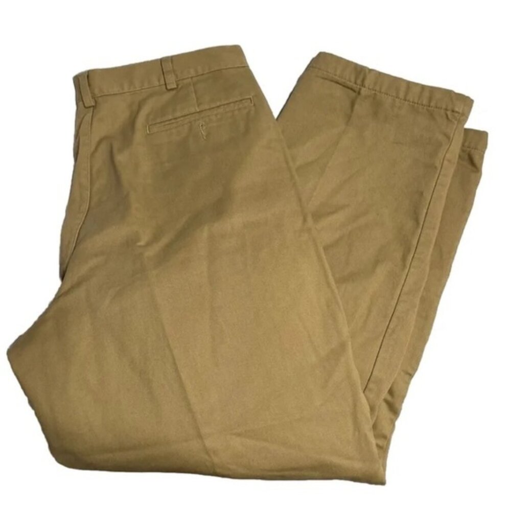 Vtg LL Bean Mens Pathfinder Flannel Lined Canvas Pants Beige Khaki Mens 37x30